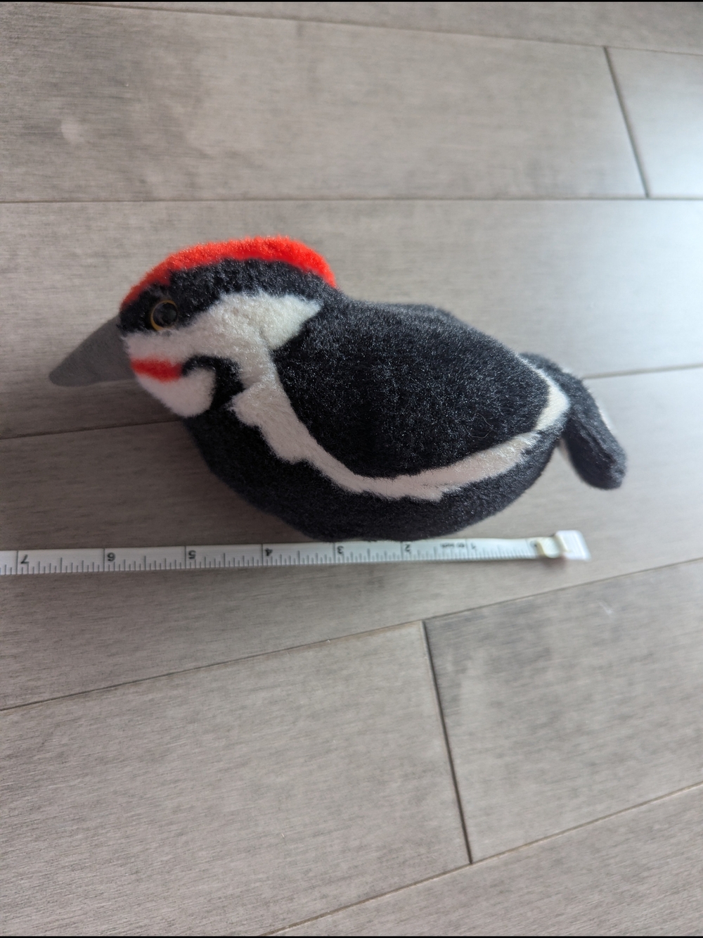 Soft Plush Woodpecker Bird Plush in Black, White & Red With Sound